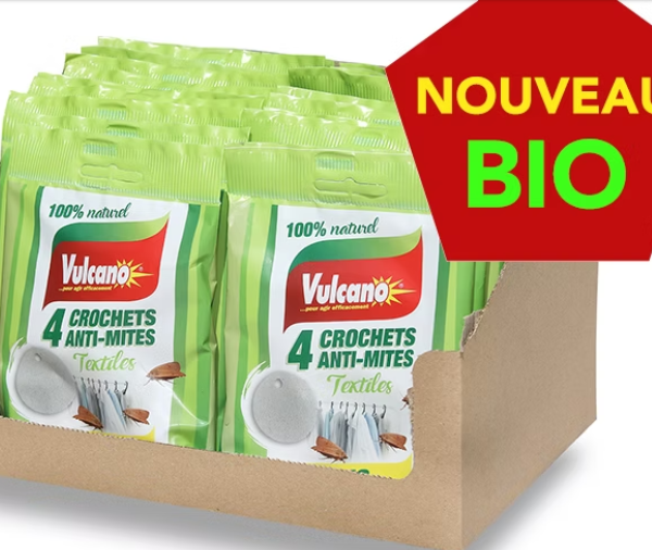 VULCANO 4 CROCHETS ANTI-MITES LOTS DE DEUX PAQUETS