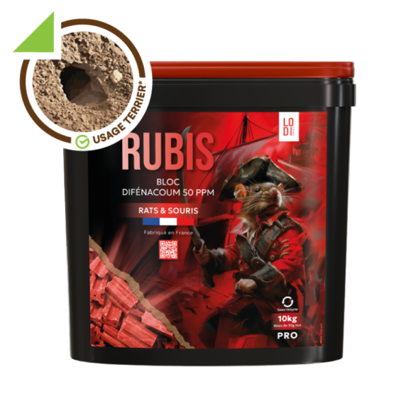 RUBIS Bloc 30g nu 10kg – Appâts blocs anti rats et souris