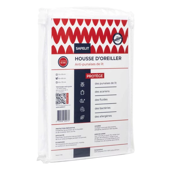 housse oreiller anti punaise de lit SAFELIT 55x55 protection literie